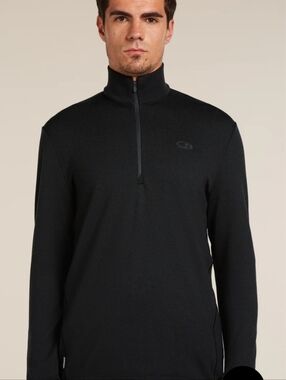 Icebreaker Black Men's Slim-Fit Quarter-Zip Merino Pullover